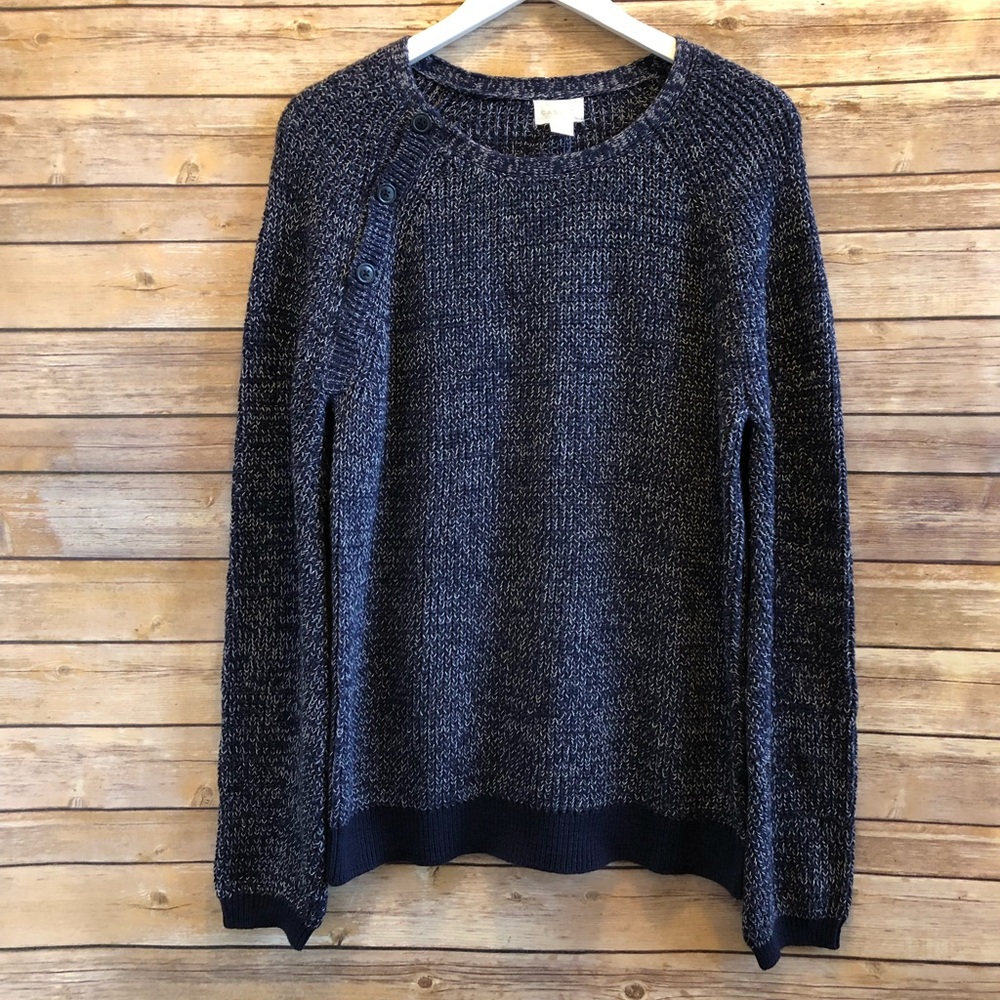 Caslon Button Shoulder Blue Sweater Size Medium NWOT
